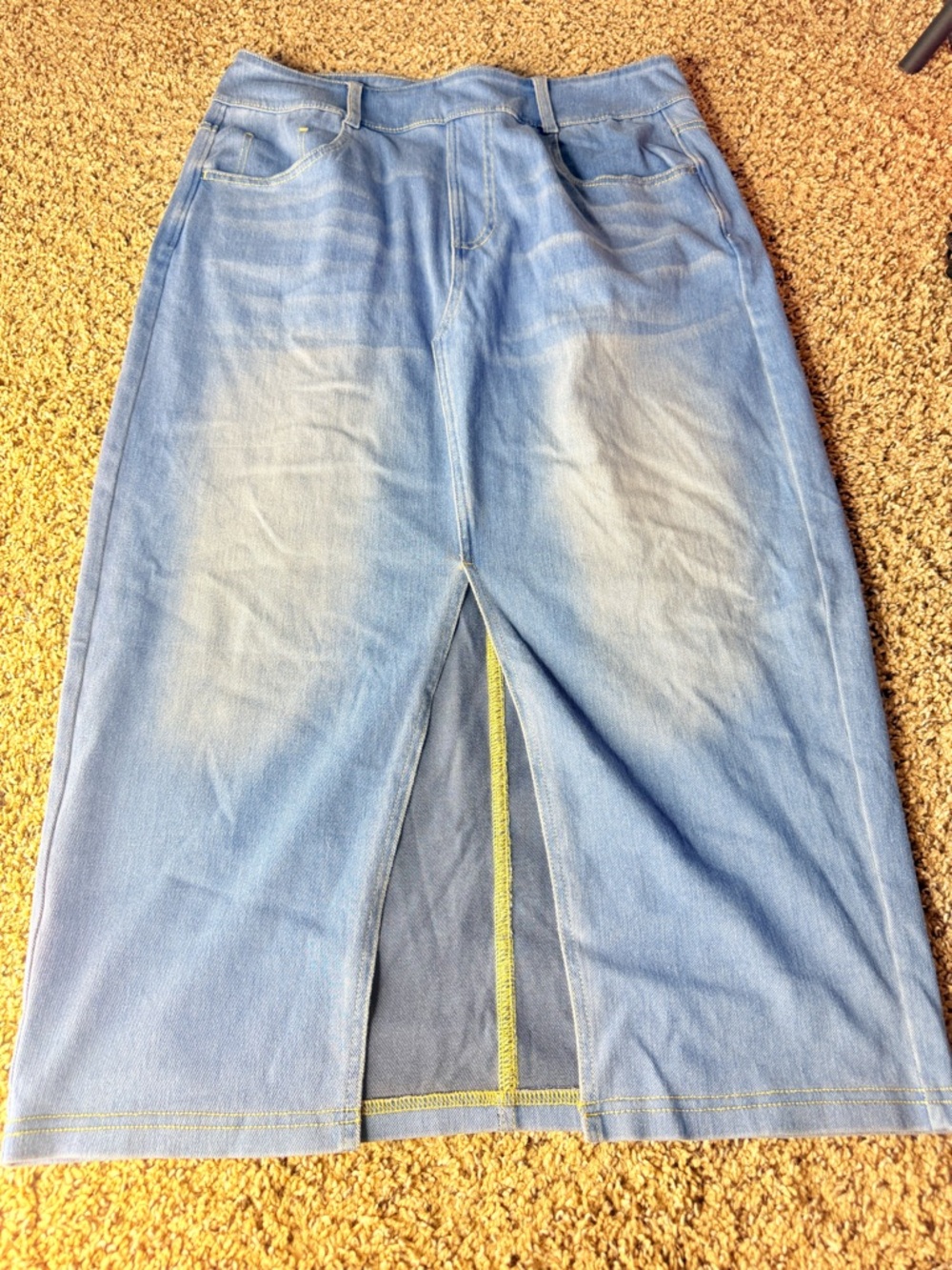 Halara Flex™ High Waisted Pockets Bodycon Washed Denim Casual Midi Skirt